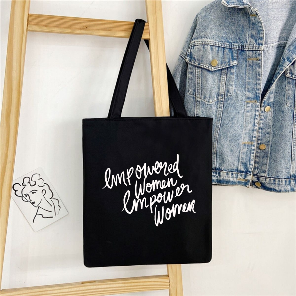 Túi tote màu đen mẫu chữ đơn giản - Túi tote vải canvas 33x37 có khóa kéo đựng vừa A4, laptop Loza TOTE19_thumbnail_7
