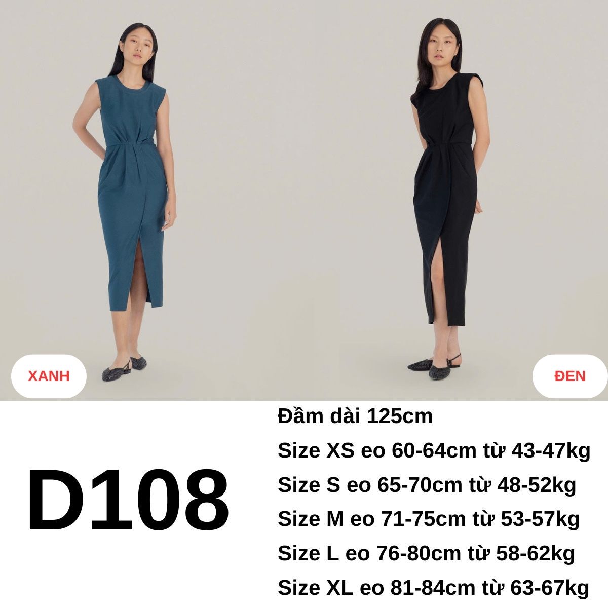 D108- Đầm body xếp ly
