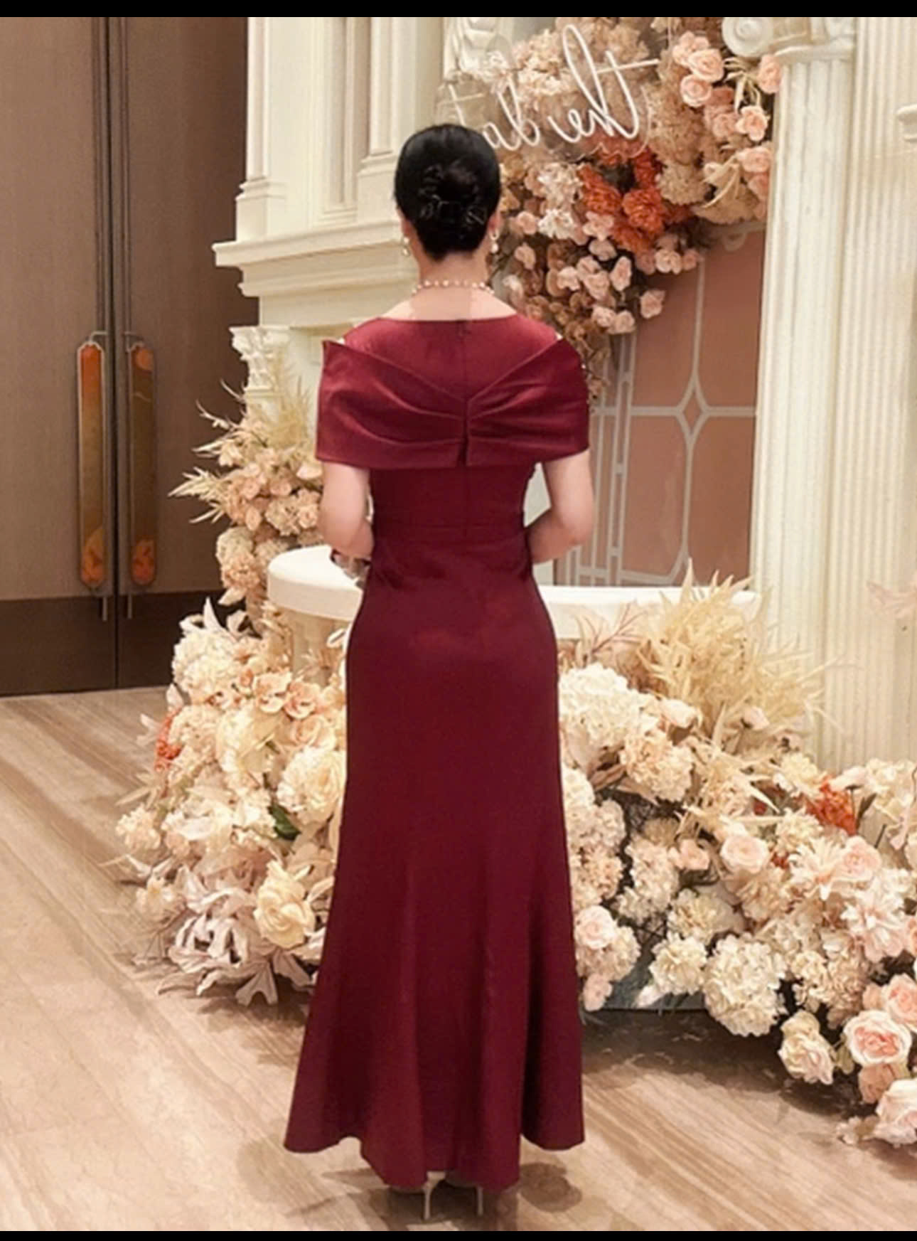 Đầm dự tiệc dạ hội đuôi cá kiểu nơ vai đính đá cao cấp_thumbnail_3