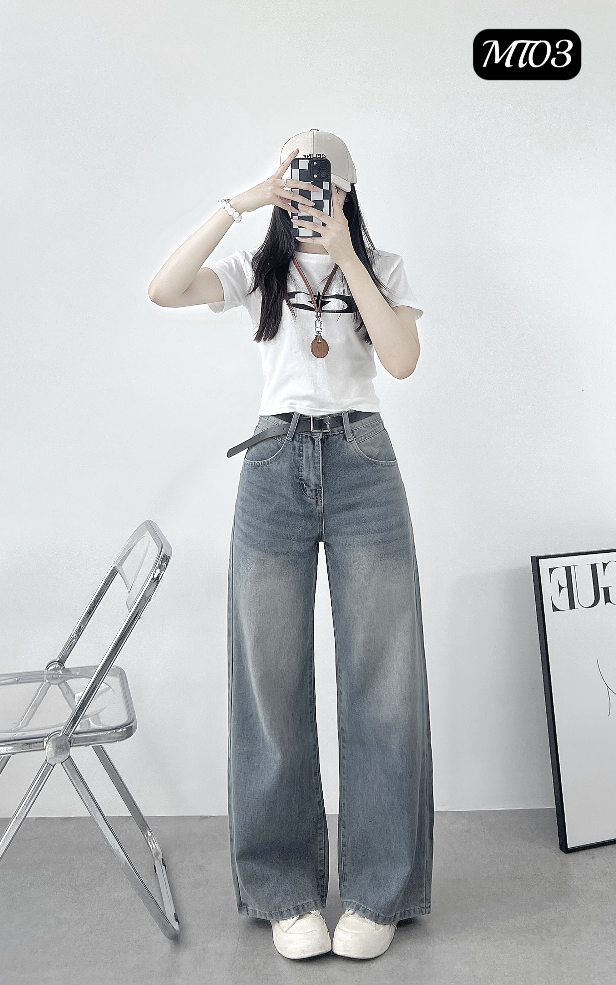 [MT-03] QUẦN JEANS COTTON ỐNG SUÔNG CAO CẤP Xanh Nhạt - PHONG CÁCH ULZZANG HÀN QUỐC