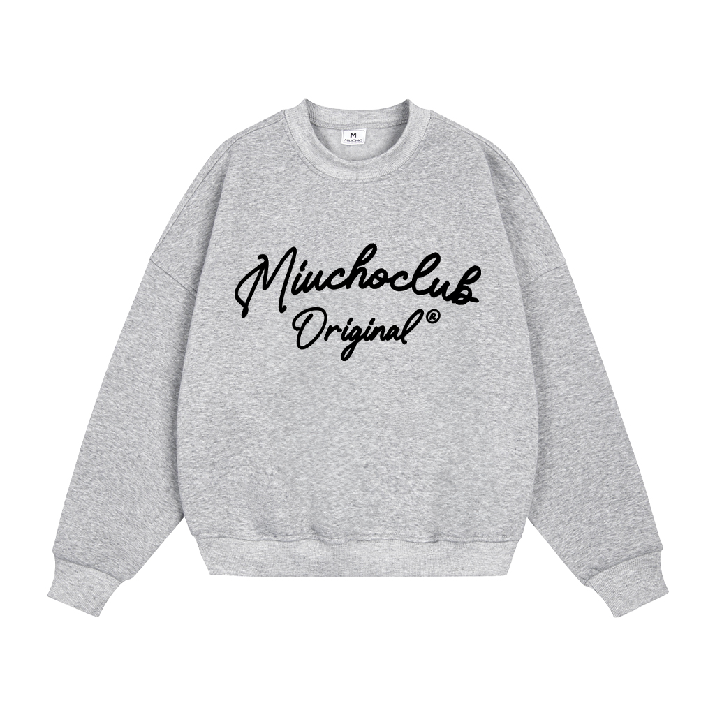 Áo sweater nữ form boxy 1911 Miucho cổ tròn vải nỉ bông 350 GSM dày dặn in basic_thumbnail_9