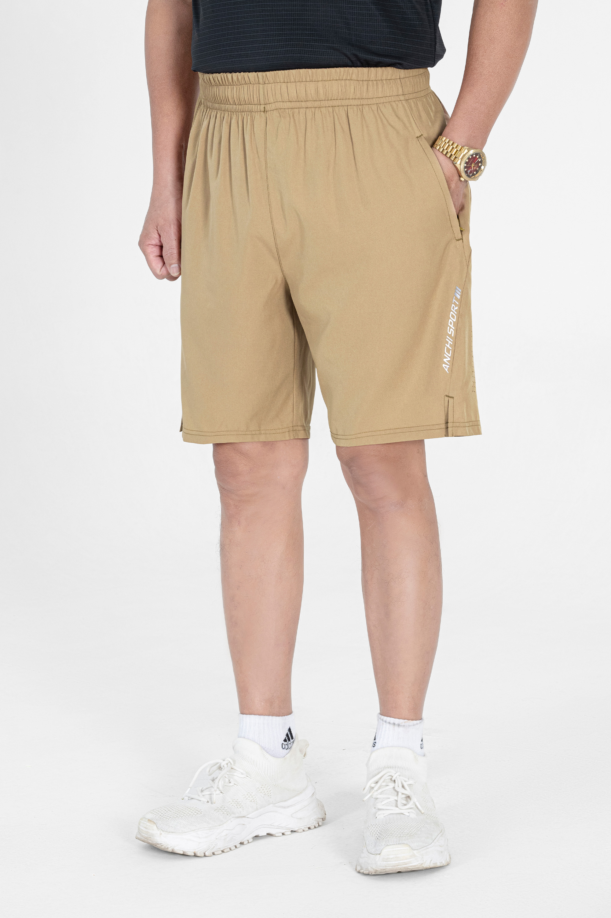 Quần Soọc Gió Thể Thao Laser Nam Trung Niên ANCHI Dáng Suông Dài Trên Gối