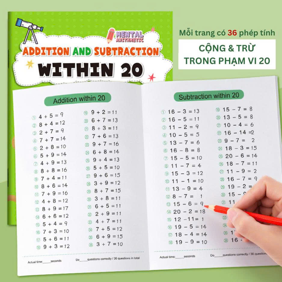 Toán cộng trừ mầm non, tiền tiểu học Mental Arithmetic within 20,50,100_thumbnail_1
