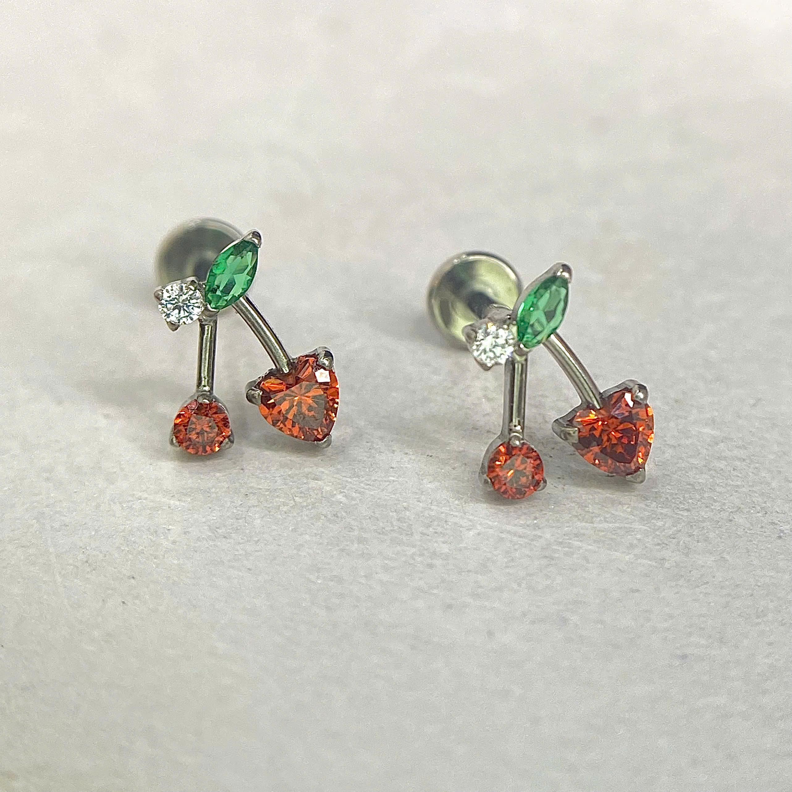 Khuyên kiểu titan cherry đỏ