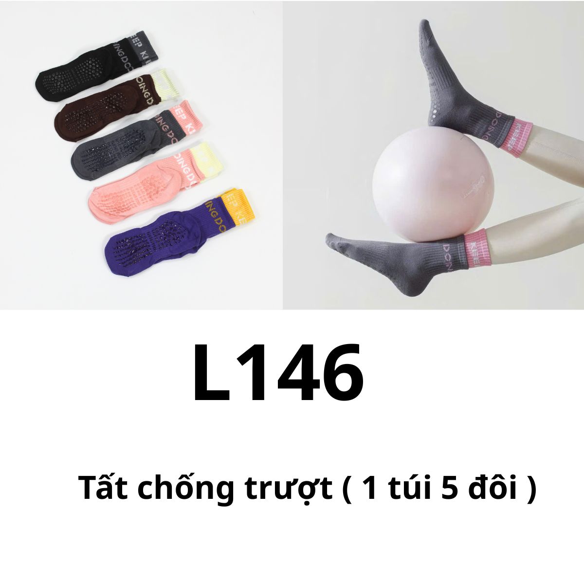 L146 Tất chống trượt ( 1 túi 5 đôi )