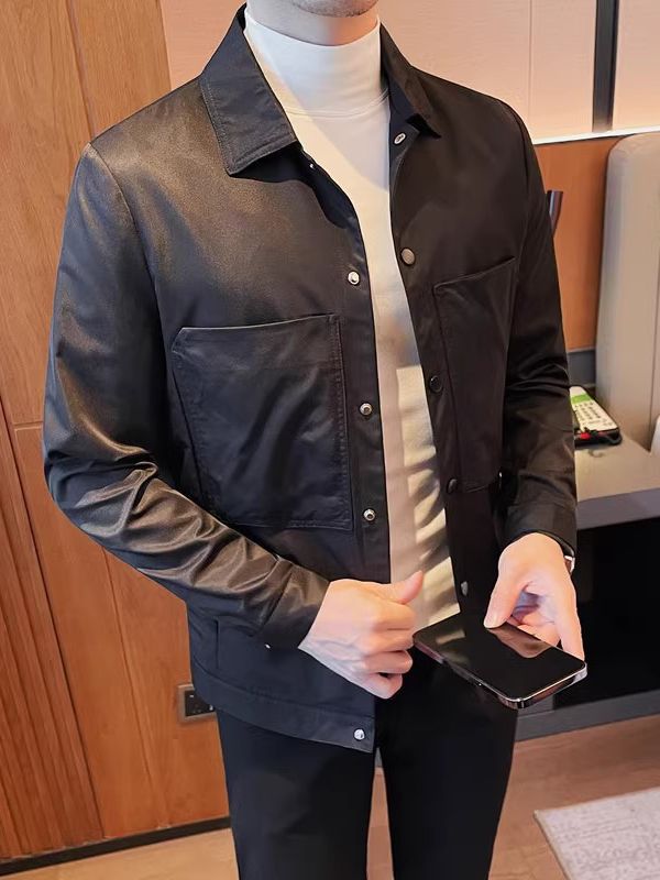 PA13 – Áo khoác nam thường ngày cổ bẻ, túi lớn, phong cách xu hướng thu đông, ngoại thương