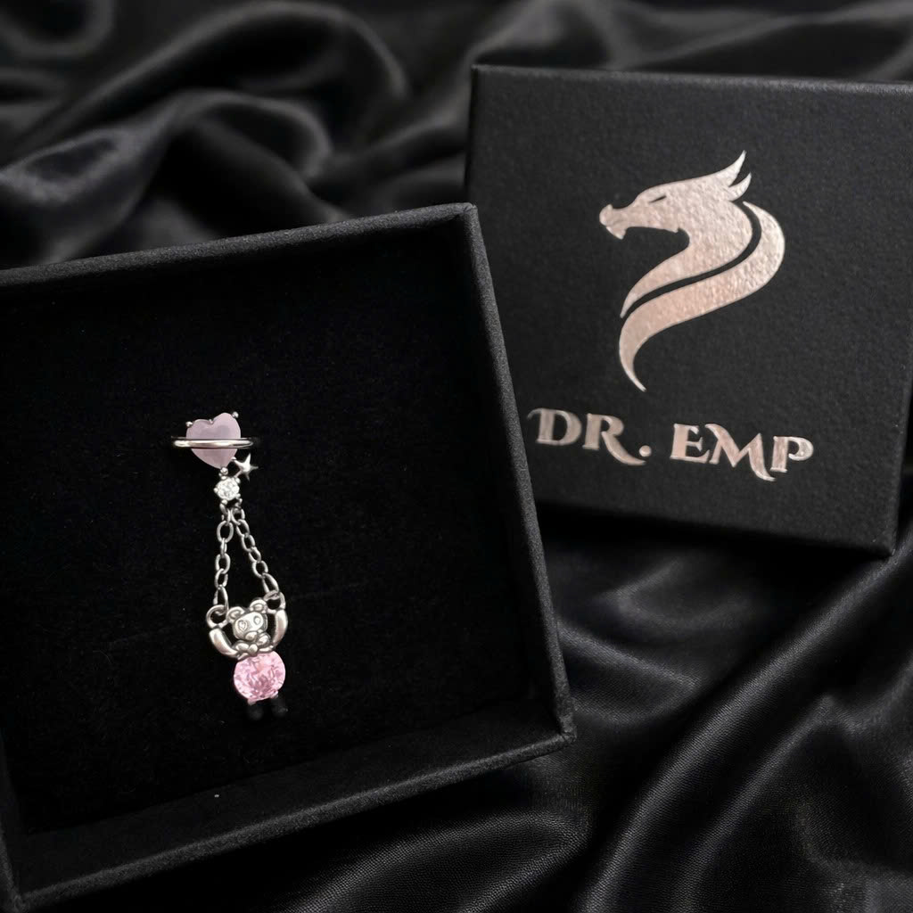 Khuyên kiểu xích rơi gấu kim cương hồng bi_thumbnail_3