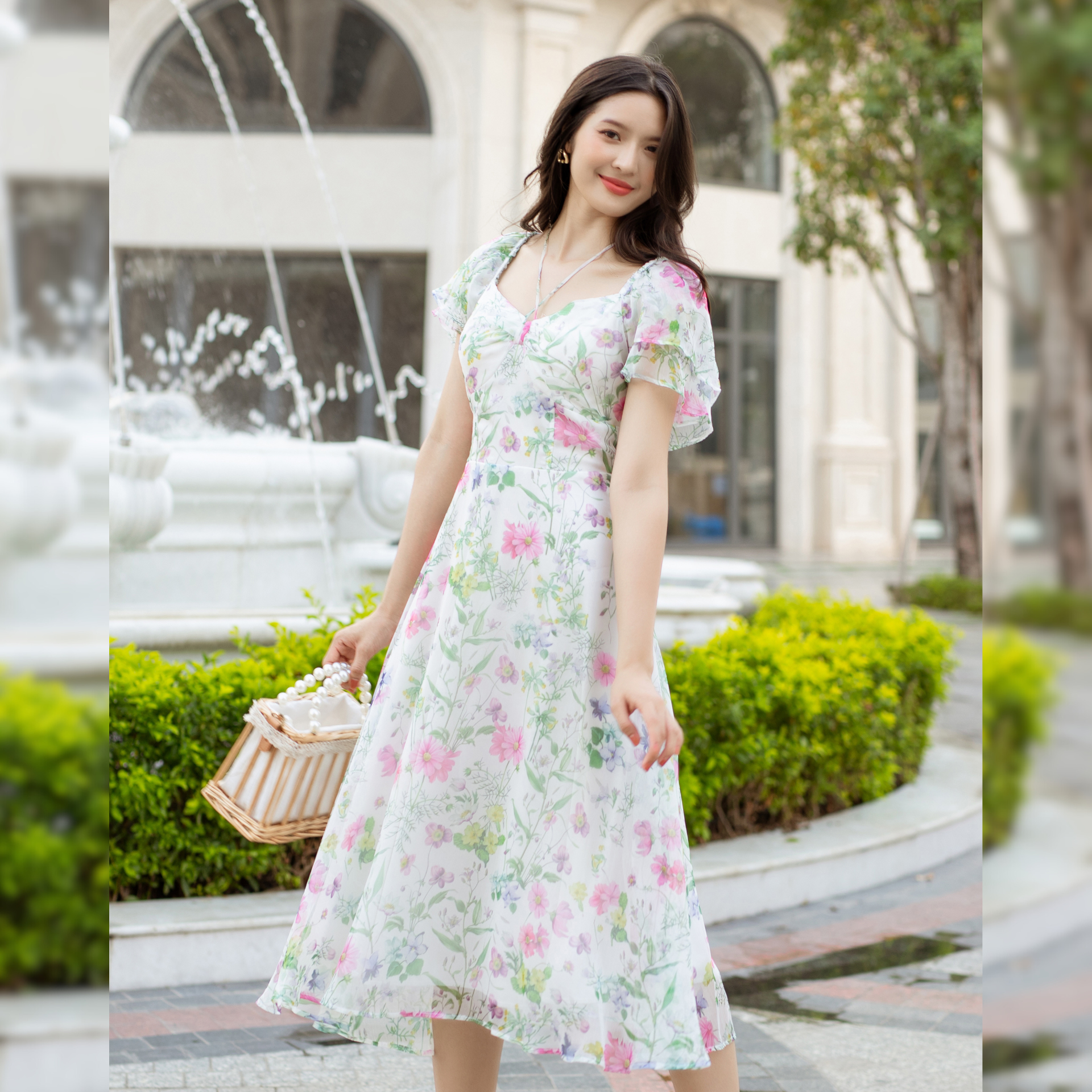 Váy hoa tay cánh tiên cổ V dây đan chéo_thumbnail_4