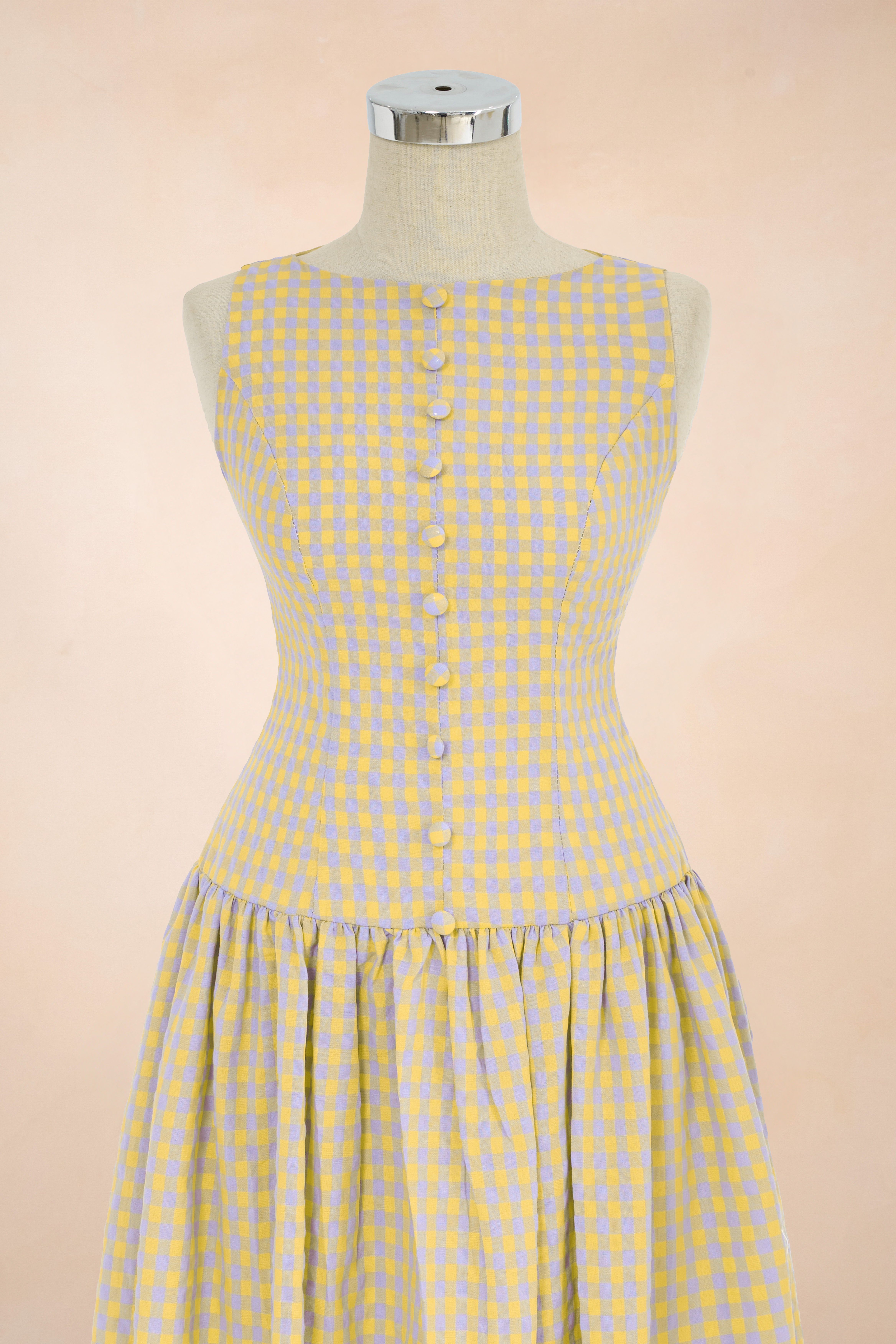 Đầm Xoè Caro Cúc Dọc_thumbnail_5