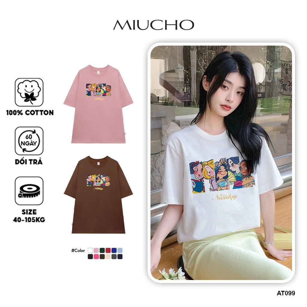 Áo phông nữ form rộng tay lỡ unisex đẹp chất vải cotton hàn quốc AT099 Miucho in hình