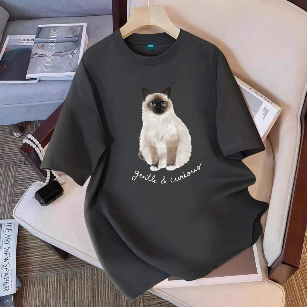 Áo thun unisex UX30-1171 mèo trắng gentle&curious dáng oversized local brand WETEE_thumbnail_4