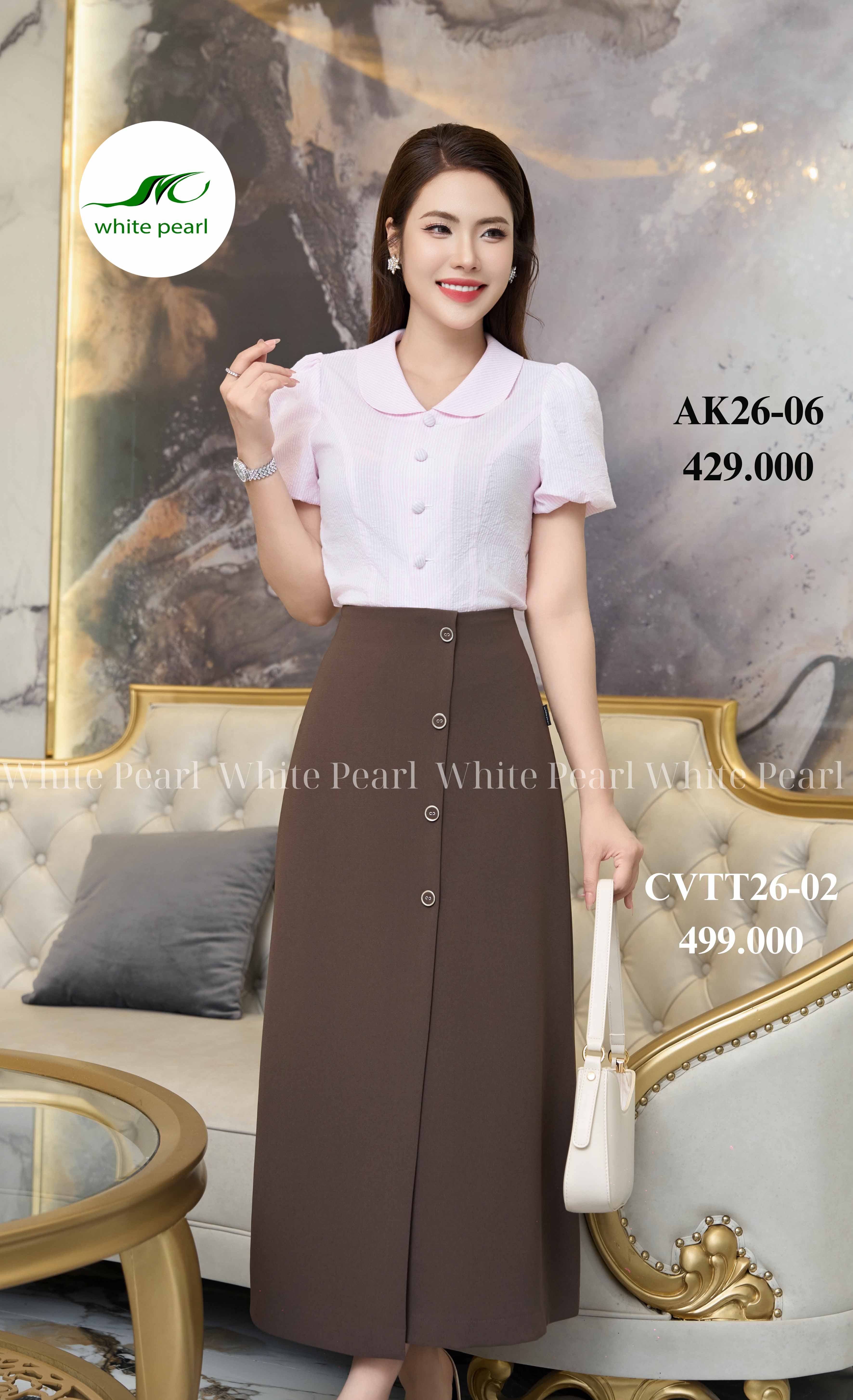 Chân váy thời trang xẻ trước thời trang công sở cao cấp nữ White Pearl_thumbnail_1
