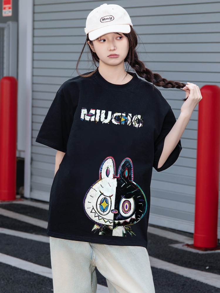 Áo phông labubu form rộng unisex ATD1442 Miucho tay ngắn cổ tròn in mix_thumbnail_4