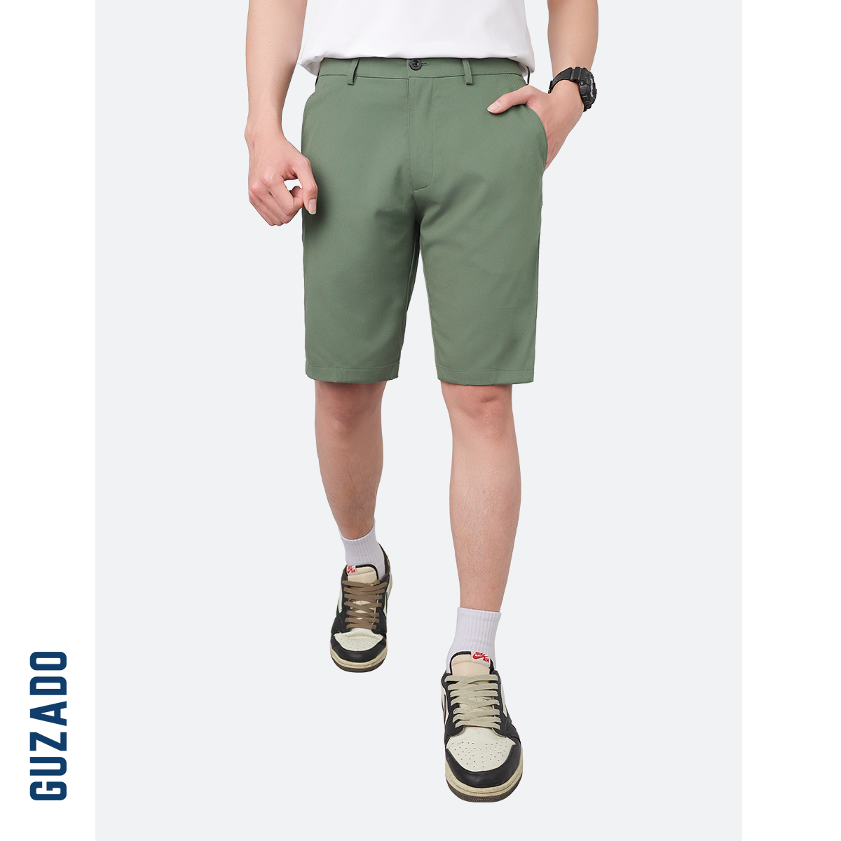 Quần Short Tây Âu Nam GUZADO Kaki Giữ Form Cạp Cúc GSR15_thumbnail_30