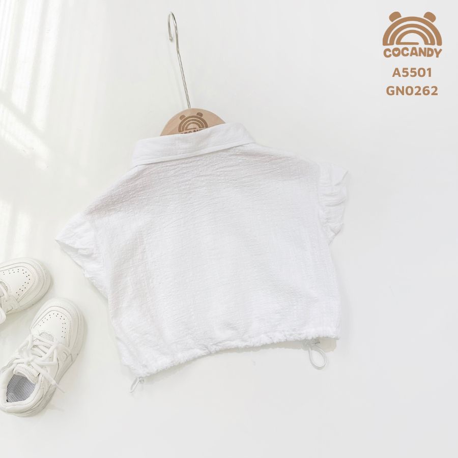 Áo cộc sơ mi TRẮNG gấu dây rút_thumbnail_2