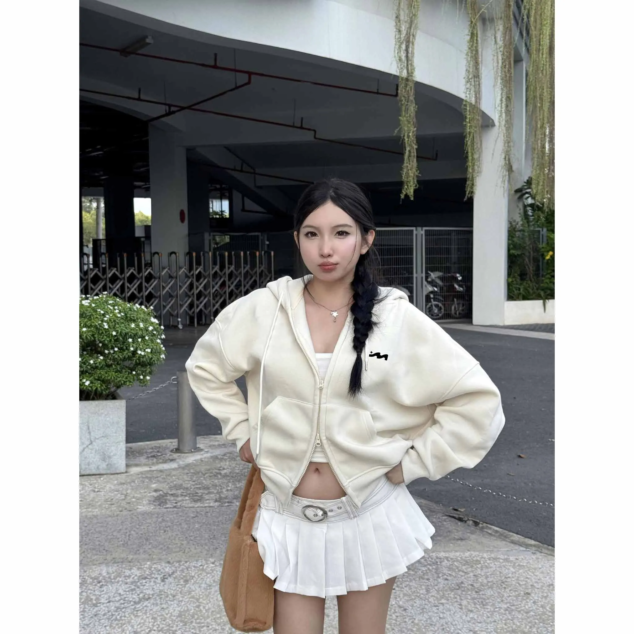 Áo hoodie zip form boxy basic 2579 Miucho chất vải nỉ bông thoáng mát mềm mại có nón_thumbnail_2