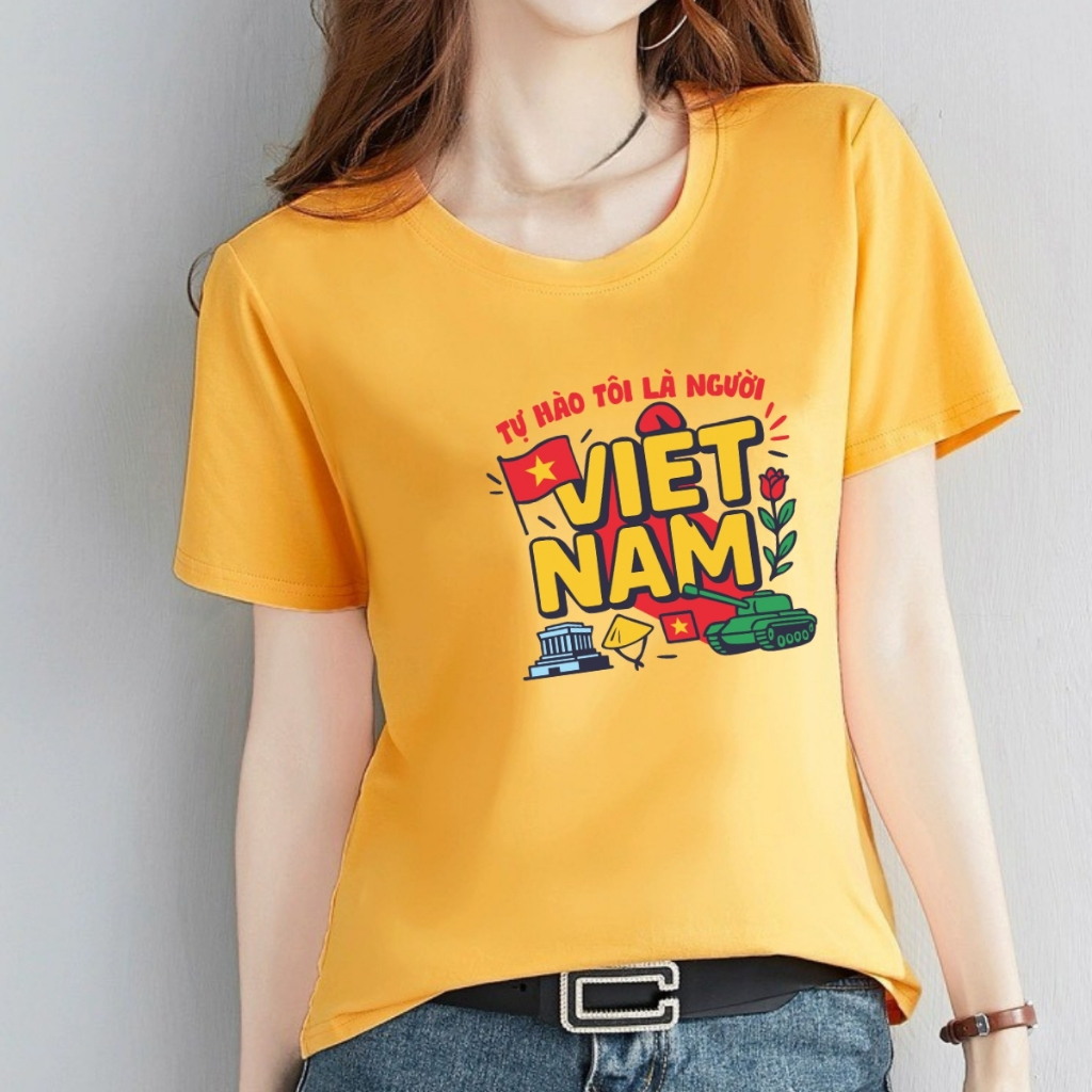 [Form vừa] Áo phông nữ Cờ Đỏ Sao Vàng Việt nam chất liệu thun cotton - Áo thun nữ 'Độc lập tự do' - LOZA G0400_thumbnail_8