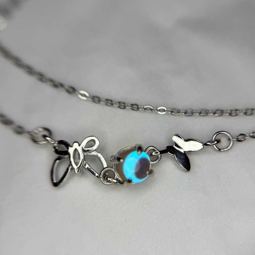 vòng tay bạc xi bạch kim nàng tiên bướm đá moon