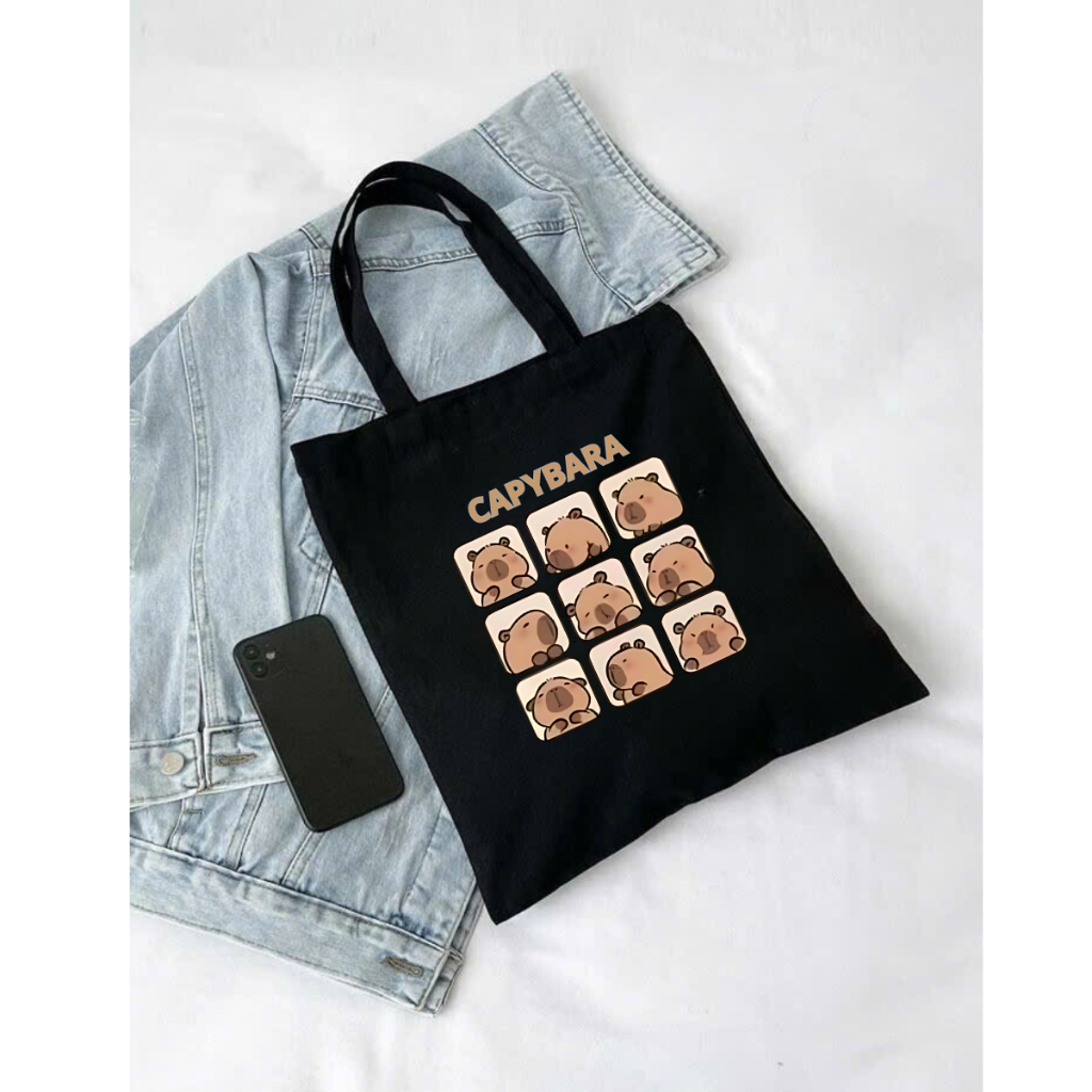 Túi Tote Capybara-Túi vải canvas có túi phụ và khoá kéo đựng vừa A4 và laptop (33x37cm) - TOTE02_thumbnail_4