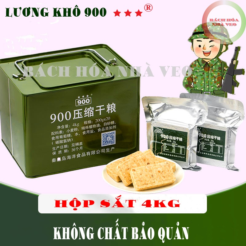 Lương Khô Quân Đội Trung Quốc, Lương Khô 900 Ba Sao, Thùng 4KG, Hàng Chính Hãng
