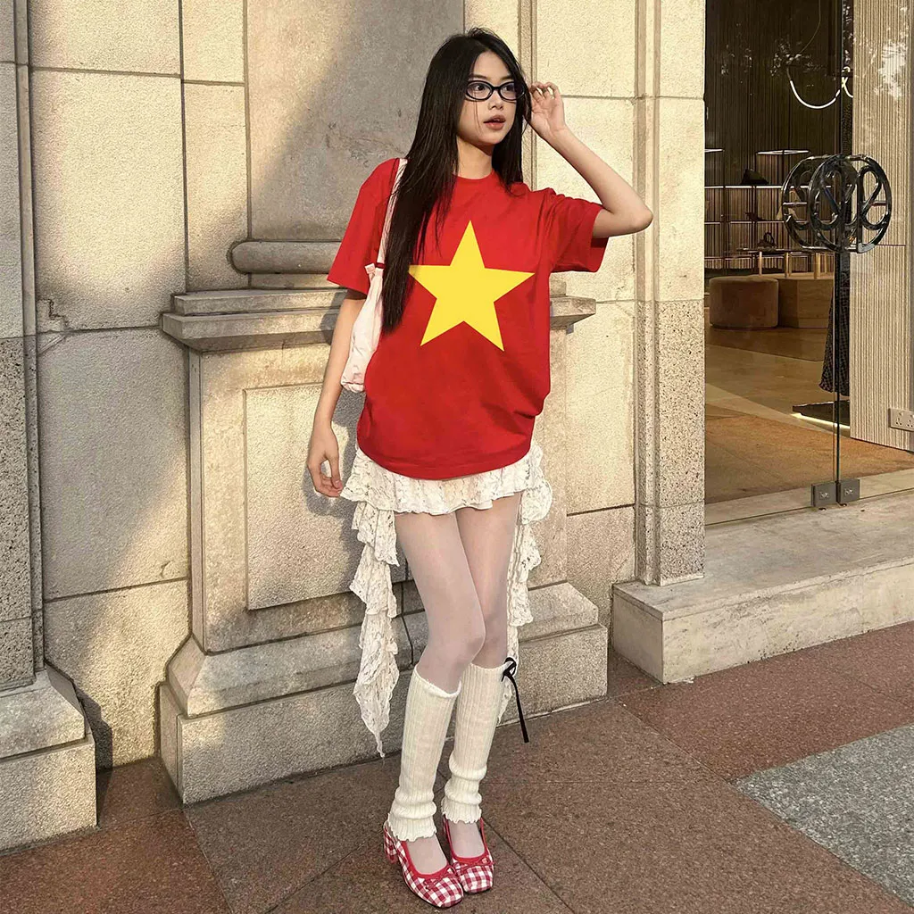 Áo thun Việt Nam cờ đỏ sao vàng ATD2463 Miucho form rộng vải cotton thoáng mát in basic_thumbnail_2