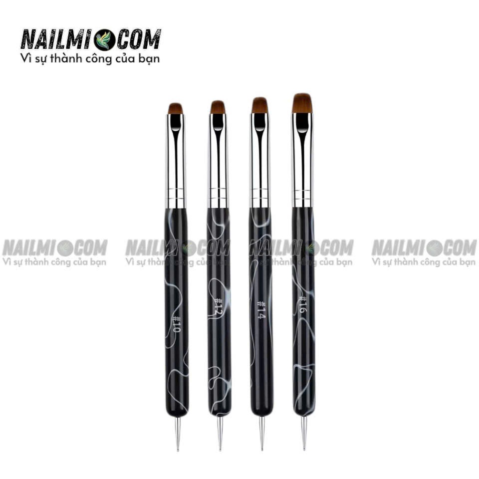 Cọ 2 đầu chùi phen - chấm bi cán màu đen