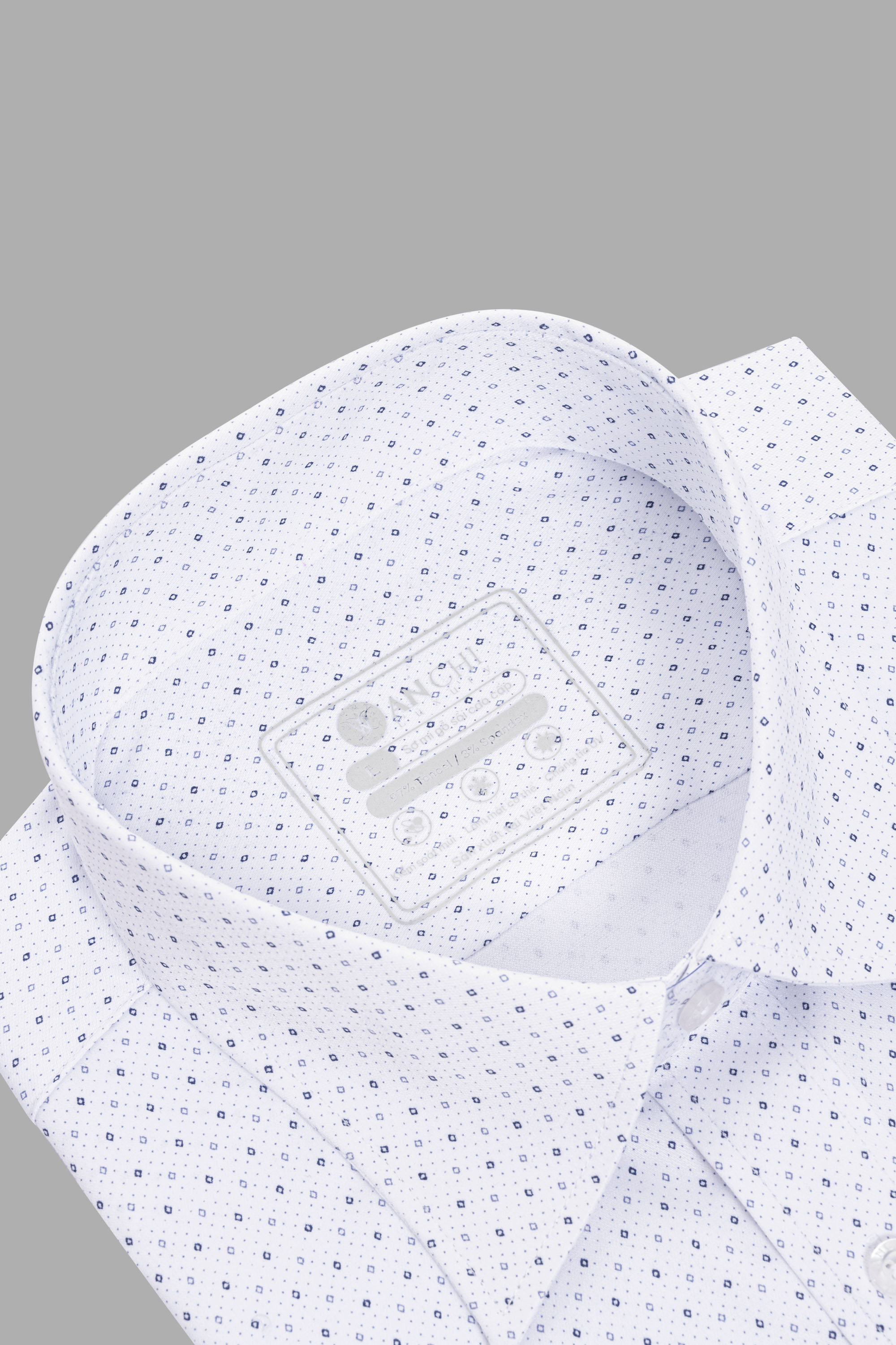 Sơ Mi Cộc Tay Họa Tiết Nam Trung Niên ANCHI Chất Liệu Sợi Sồi Cao Cấp Phom Suông Vạt Ngang Màu Trắng Bi_thumbnail_5