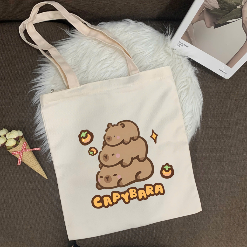 Túi tote in hình Capybara Cute - Túi vải canvas kích thước 33x37cm đựng vừa A4  và laptop - TOTE10_thumbnail_10