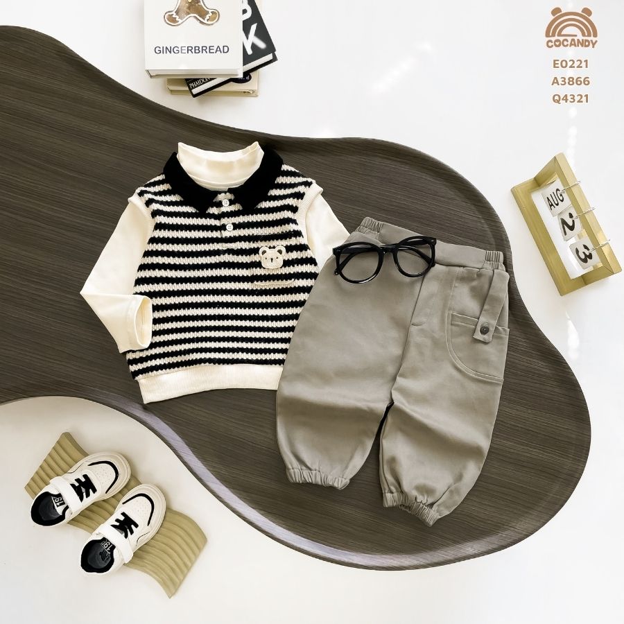 Quần dài kaki NÂU túi chéo basic