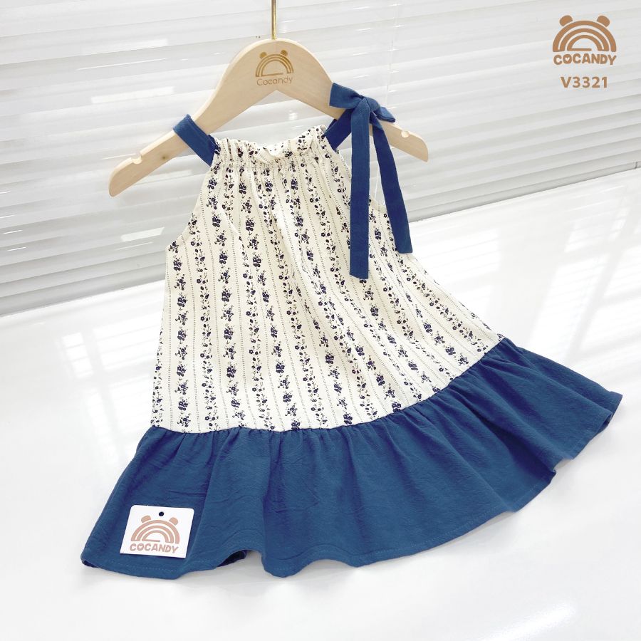 Váy cộc cổ yếm hoa nhí XANH DƯƠNG_thumbnail_1