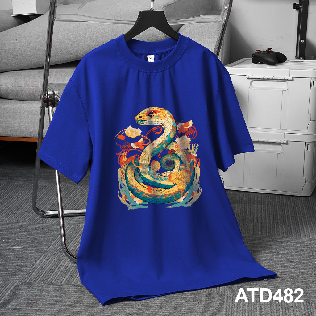 Áo thun nam form rộng 12 con giáp tuổi Tỵ ATD482 Miucho Iconic cotton cổ tròn in graphic_thumbnail_5