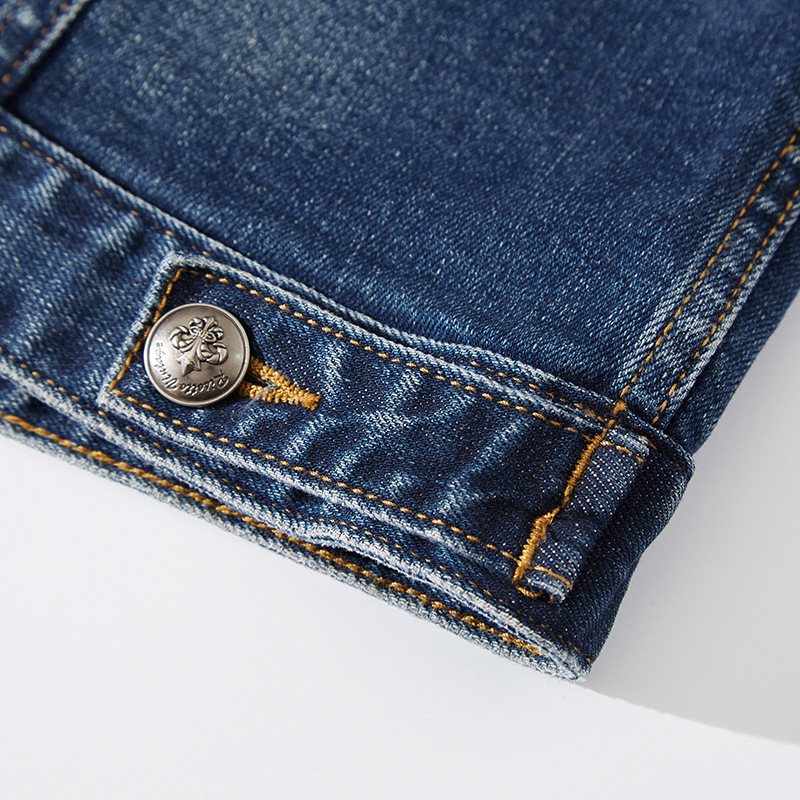 Phong cách Anh quý ông trưởng thành mặc đi làm ở thành thị trung niên co giãn nhẹ thoải mái phong cách retro Mỹ áo khoác denim nam_thumbnail_5