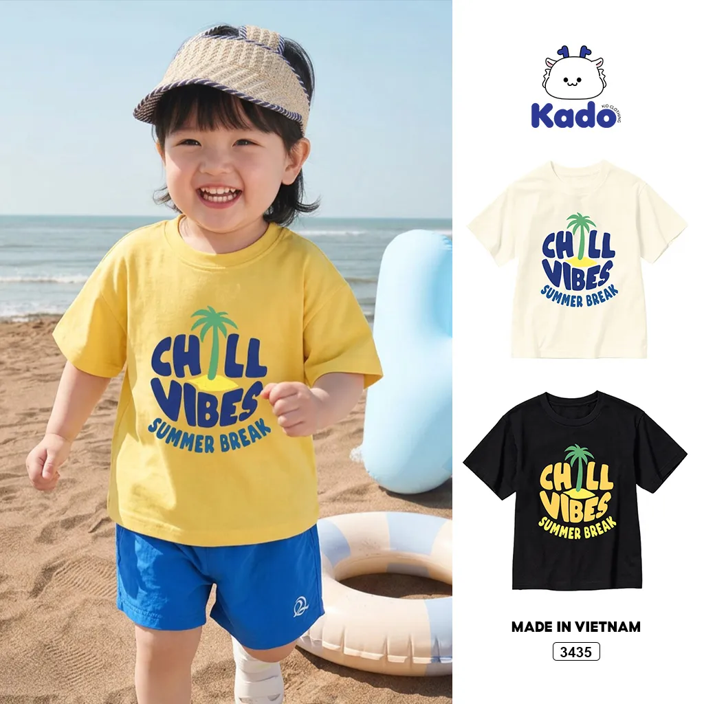 Áo thun bé trai bé gái chill vibes Kado 3435