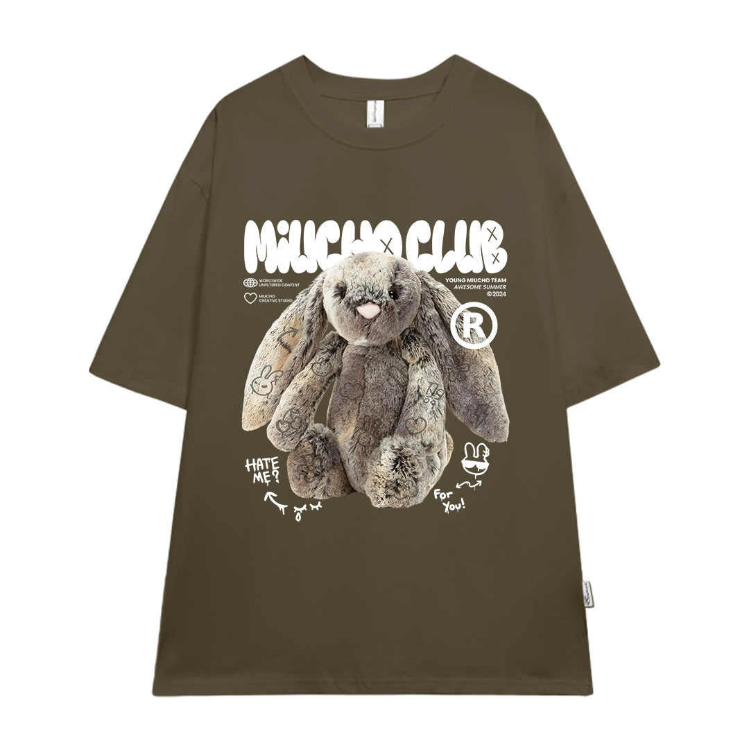 Áo thun thỏ Bunny form rộng local brand ATD1254 Miucho tay ngắn cổ tròn in mix_thumbnail_18