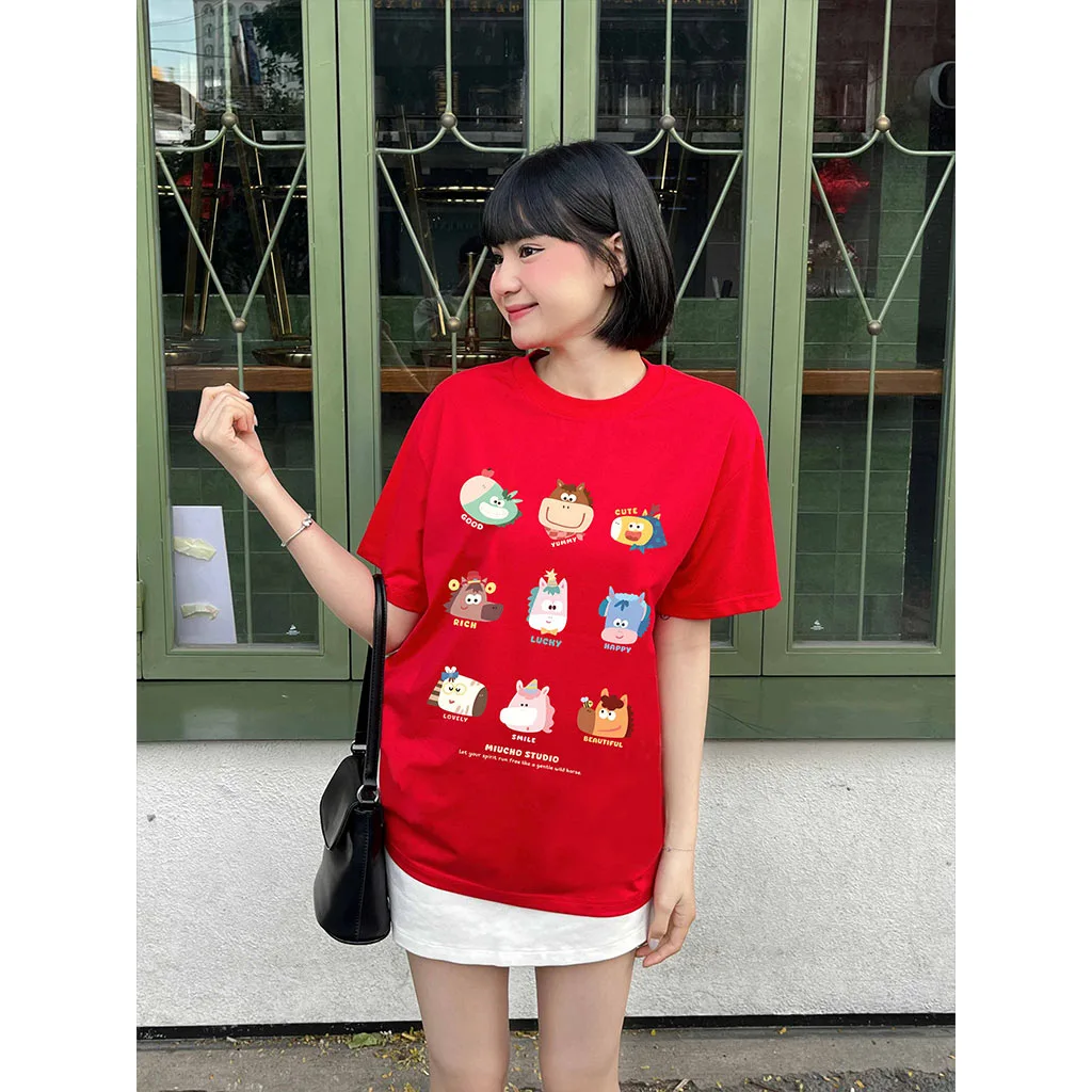 Áo thun Tết Bính Ngọ form rộng Miucho chất vải dày dặn thoáng mát hoạt hình in mix 2877_thumbnail_2