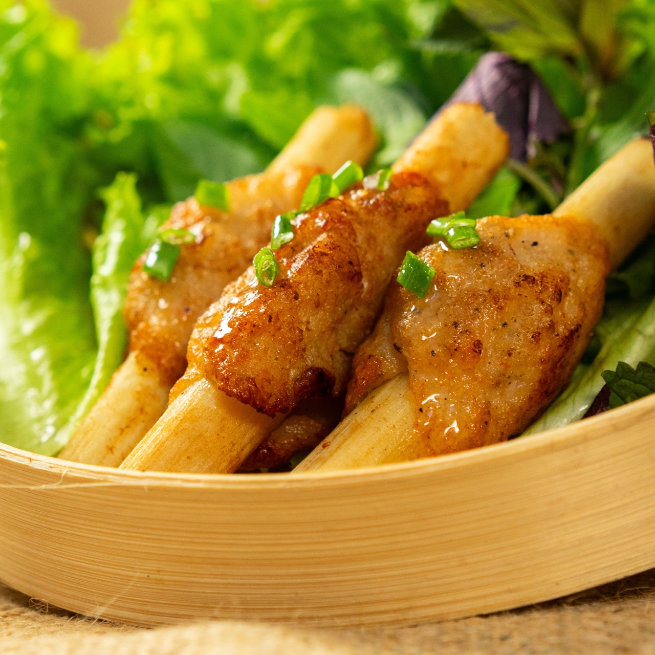 chạo tôm bọc mía