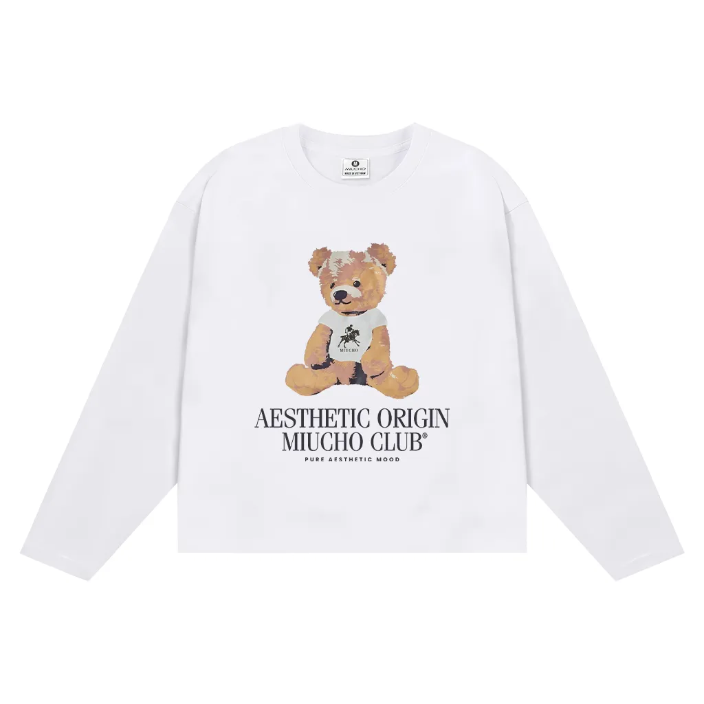 Áo thun boxy nữ tay dài hình gấu bông 2639 Miucho chuẩn form cá tính vải cotton thoáng mát in mix_thumbnail_0