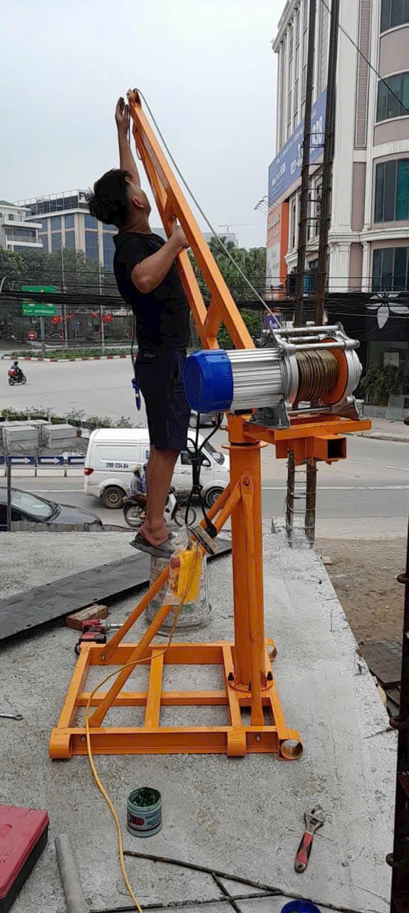 Khung cẩu xoay 360 độ, Tải trọng 500kg, 1 Tấn gắn các loại máy tời xây dựng (chưa kèm tời)_thumbnail_12