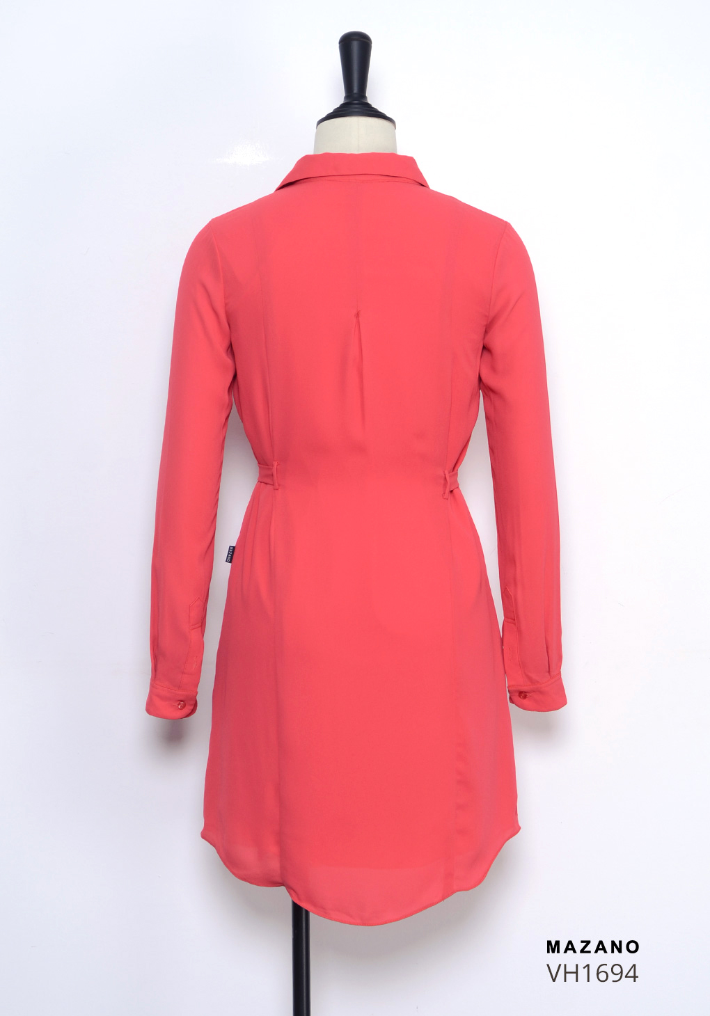 Đầm hồng cổ Đức thắt đai dài tay_thumbnail_5