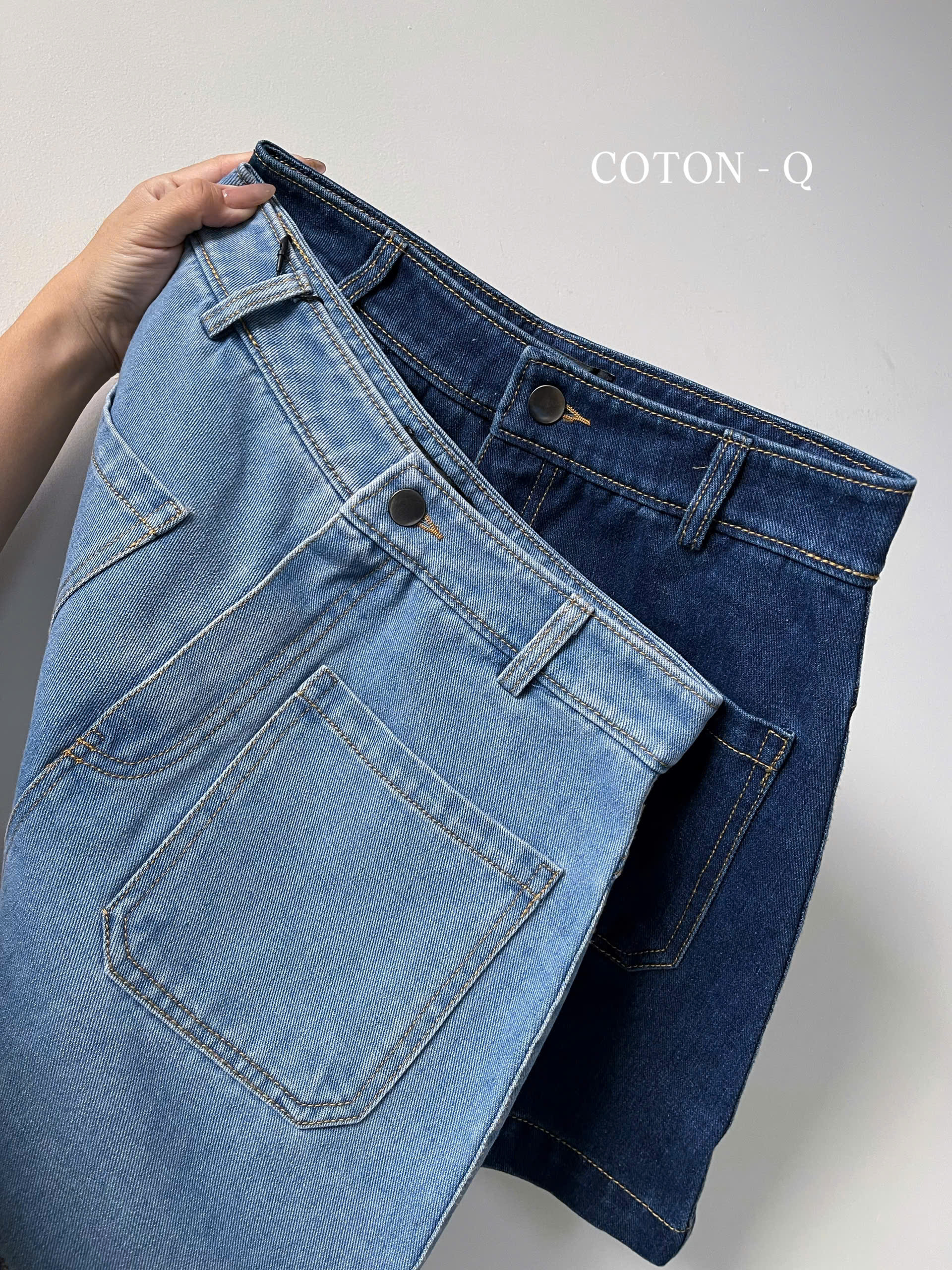 Chân váy ngắn Coton Q jean 2M ( ĐẬM )_thumbnail_5