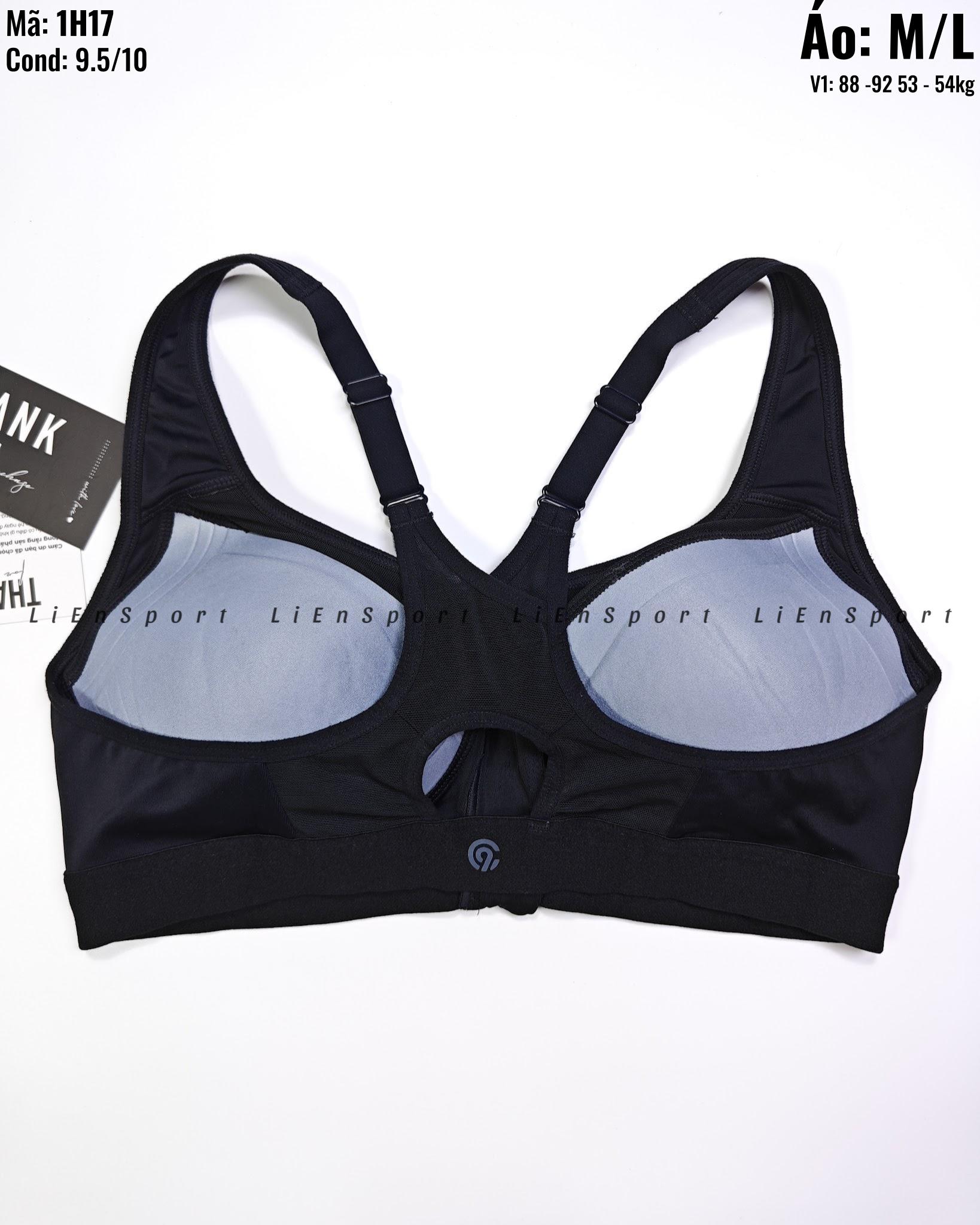 Áo bra thể thao Nữ Size M L Đen Auth 2nd Khóa kéo trước Dây vai bản to Đai chân ngực co giãn Vải thoáng khí thấm hút mồ hôi Nâng đỡ tốt Phù hợp gym yoga chạy bộ Mã:1H17_thumbnail_2