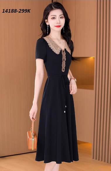 14188-Đầm xòe cổ bẻ cách điệu eo thắt dây (thun lụa)_thumbnail_3