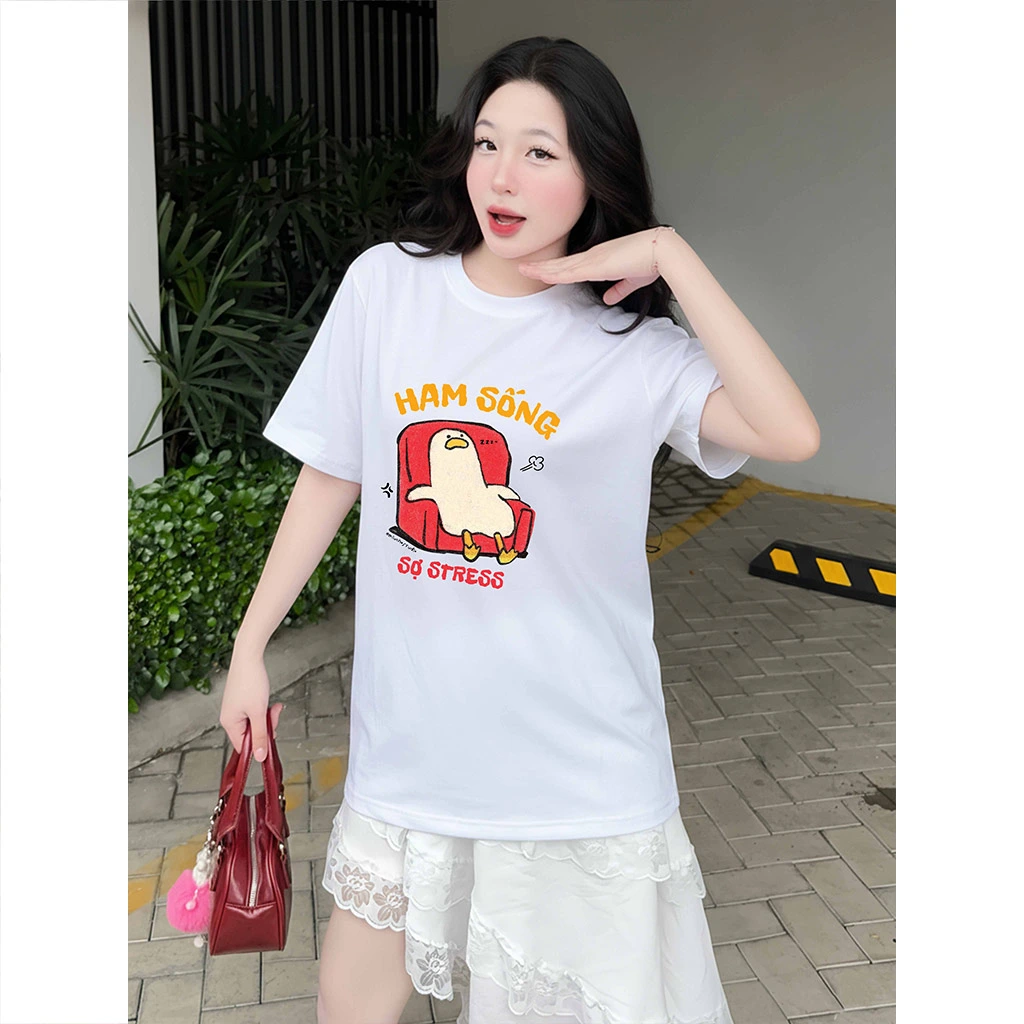 Áo thun boxy nữ Miucho Club chất vải mềm mại thoải mái thoáng mát chữ in mix hài hước 2874_thumbnail_2