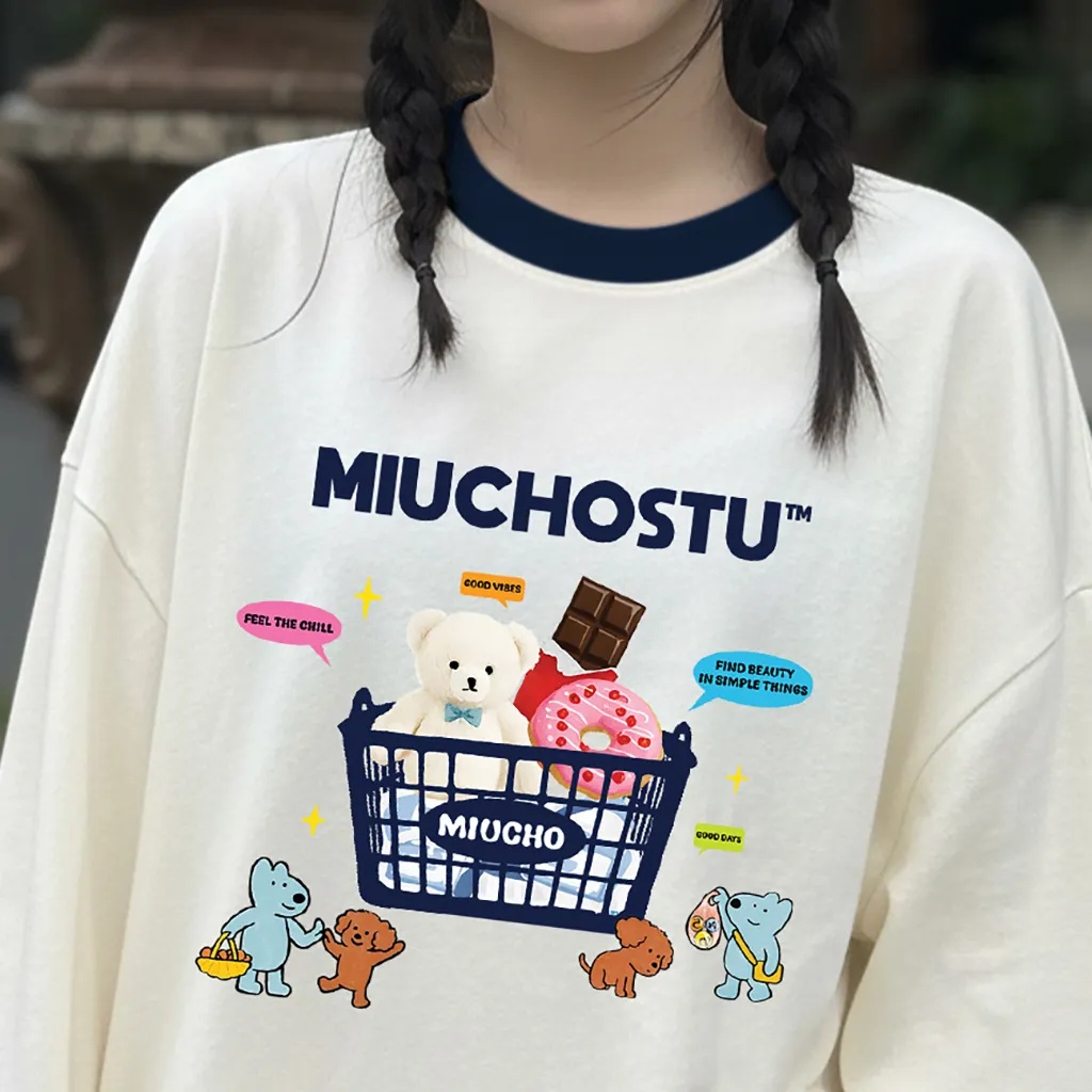 Áo thun unisex form boxy Miucho vải dày dặn thoáng mát tay dài phối cổ mix màu 2811_thumbnail_2