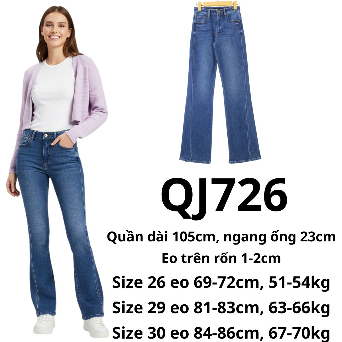 QJ726 - Jeans sườn xéo