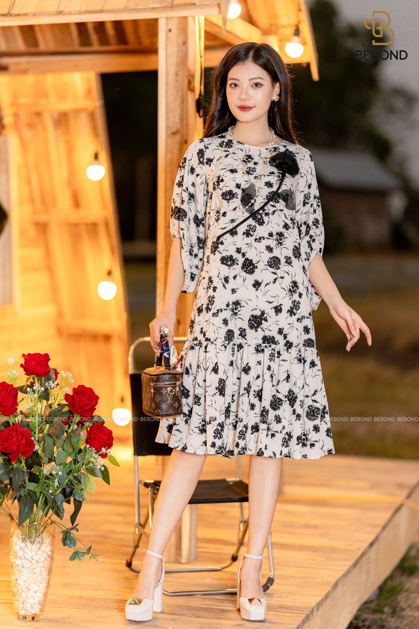 ĐẦM SUÔNG HỌA TIẾT RETRO ĐÍNH HOA VOAN- JASMINE DRESS_thumbnail_6