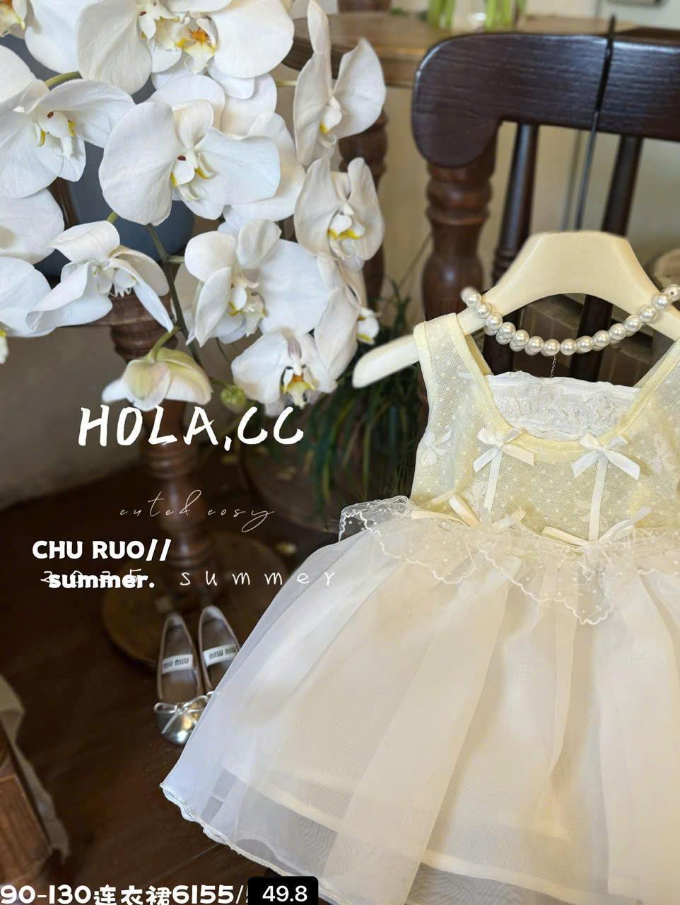 (S49)( bé tăng 1 size )set váy sát nách màu vàng mỡ liền voan đính ren_thumbnail_0