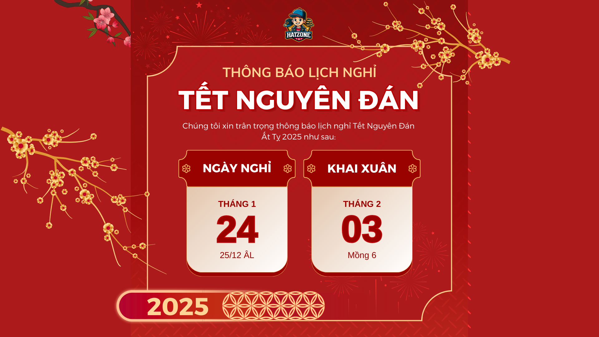Thông báo lịch nghỉ tết Nguyên Đán 2025