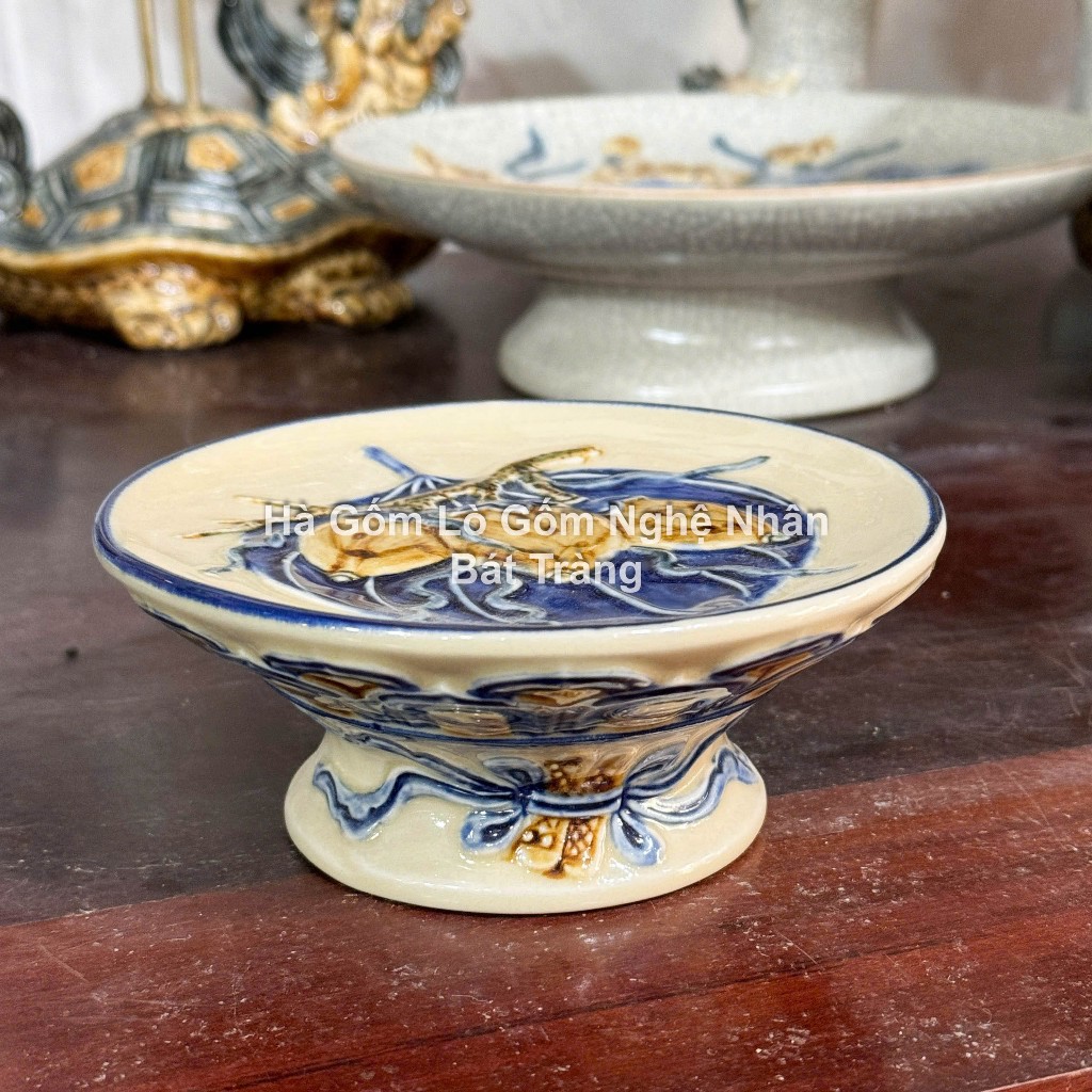 Men Hoàng Thổ - Đĩa Đựng Trầu Cau Thờ Cúng Bát Tràng - Nghệ nhân chế tác_thumbnail_1