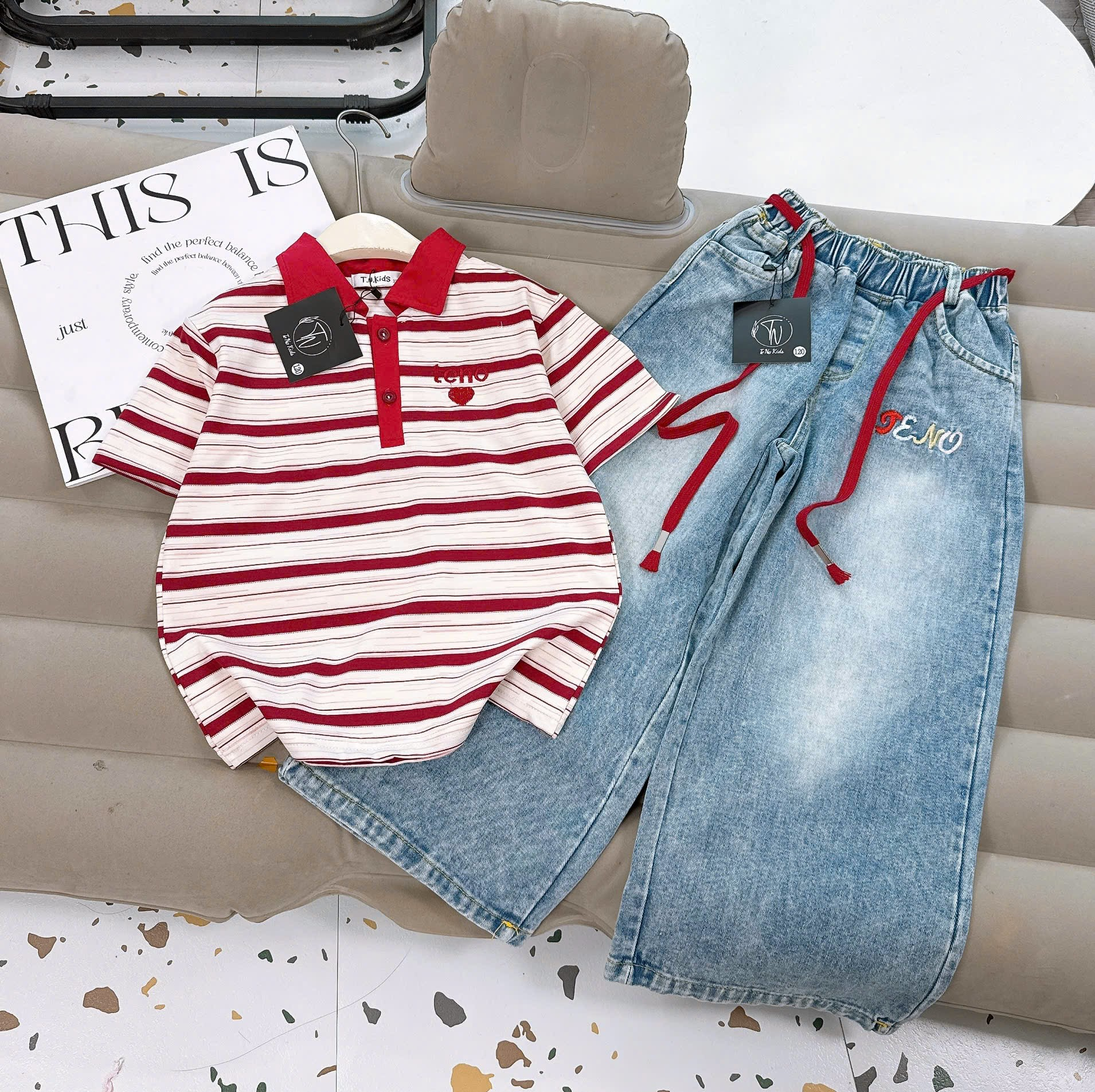 [M56] Set áo TENO ghép quần jeans_thumbnail_1